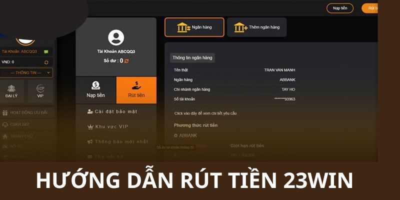  Giao diện rút tiền 23WIN đơn giản, thao tác chỉ trong 5 phút.